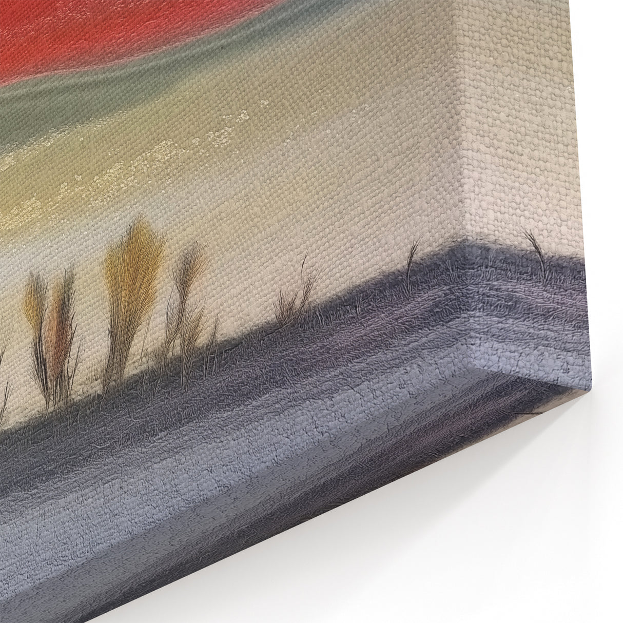 Vibrant Abstract Landscape Art with Bold Red Hues - Modern Wall Decor