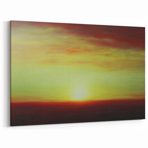 Abstract Landscape with Radiant Sunset Hues - Modern Wall Art Decor