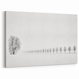 Minimalist Winter Landscape Art - Snowy Tree Line Canvas Wall Print