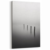 Minimalist Black and White Art - Tranquil Water Sticks Canvas Print