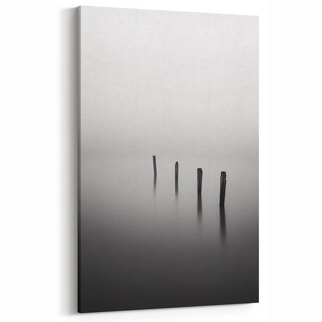 Minimalist Black and White Art - Tranquil Water Sticks Canvas Print