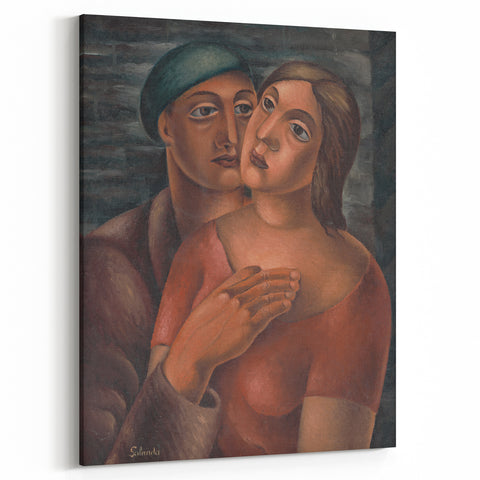 Modern Wall Art - Expressive Portrait of Lovers in Warm Earthy Tones