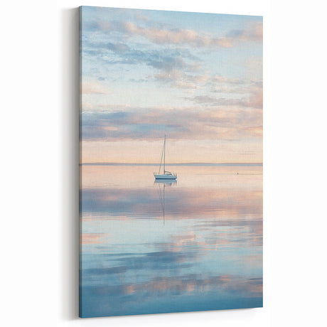 Serene Sailboat Abstract Art - Pastel Horizon Canvas Wall Print