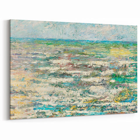 Modern Wall Art - Impressionist Seascape with Vibrant Textured Waves
