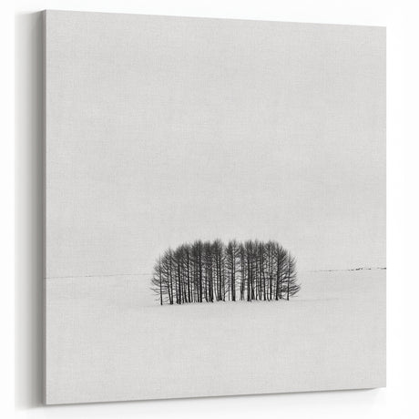 Minimalist Landscape Wall Art - Snowy Trees in Winter Field
