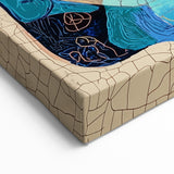 Abstract Mosaic Wall Art - Vibrant Blue, Orange, and Teal Patterns