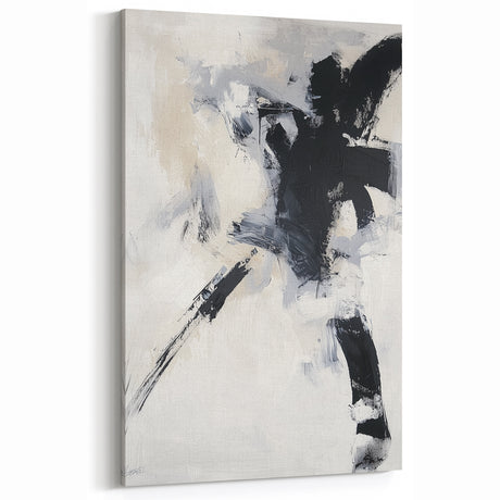 Abstract Monochrome Minimalist Art - Dynamic Black and Gray Strokes