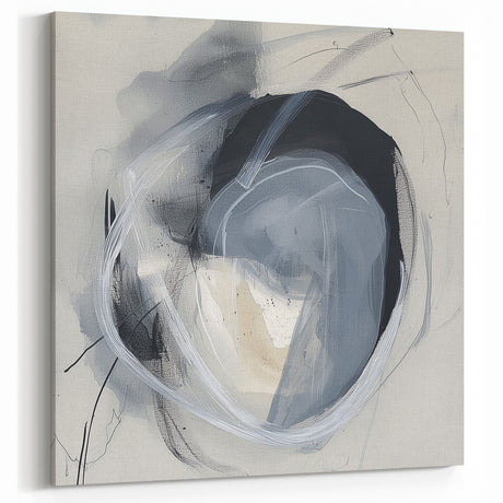 Minimalist Geometric Abstract Art - Black and Gray Circular Patterns