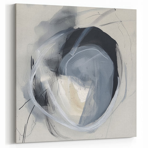 Minimalist Geometric Abstract Art - Black and Gray Circular Patterns