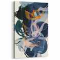 Modern Minimalist Abstract Art - Navy and Orange Fluid Motion Design