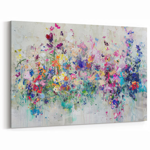 Vibrant Abstract Splatter Art - Dynamic Floral Canvas Wall Decor