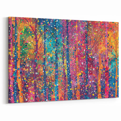 Vibrant Abstract Splatter Art - Colorful Forest Canvas Wall Decor