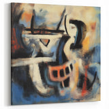 Abstract Expressionist Splatter Art - Bold Blue and Orange Canvas Decor