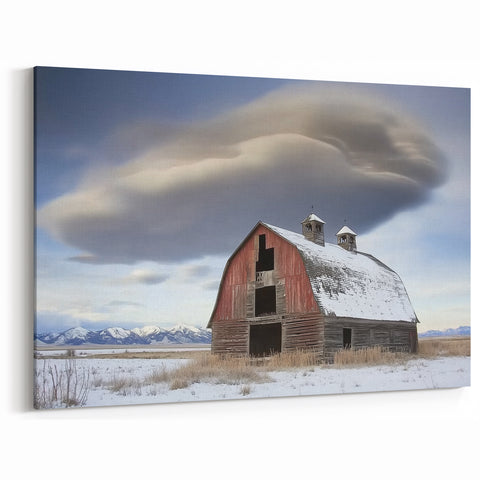 Barn Landscape Photography - Rustic Red Barn Wall Art for Country Decor