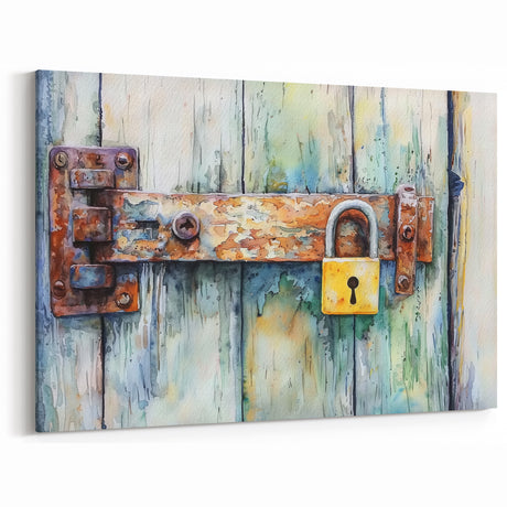 Vintage Barn Door Lock - Rustic Farmhouse Wall Art for Country Decor