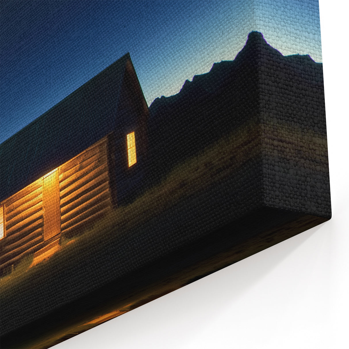 Rustic Cabin at Night - Barn Landscape Photography for Country Decor