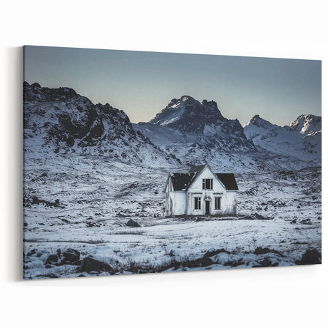 Snowy Mountain Cottage - Rustic Winter Barn Wall Art for Farmhouse Decor