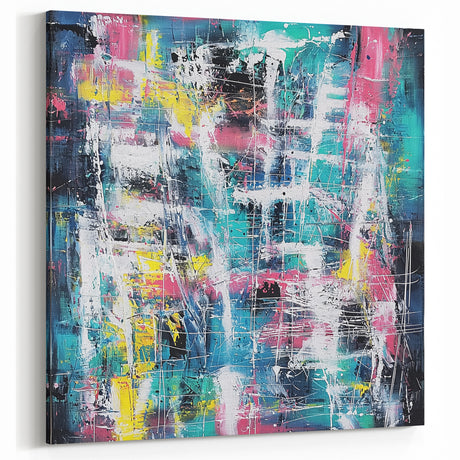 Vibrant Abstract Splatter Art - Bold Multicolor Canvas Wall Decor