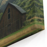 Charming Barn and Mountain View - Country Landscape Wall Art for Decor