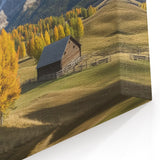 Golden Autumn Barn - Mountain Landscape Wall Art for Rustic Decor