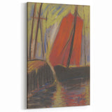 Modern Wall Art - Abstract Red Sailboat Design for Trendy Decor