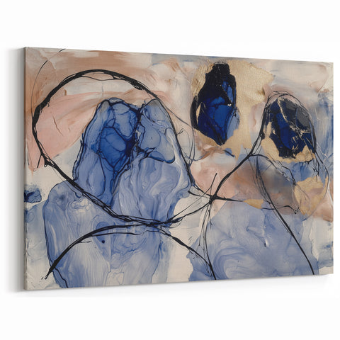 Elegant Navy and Gold Abstract Art - Minimalist Wall Canvas