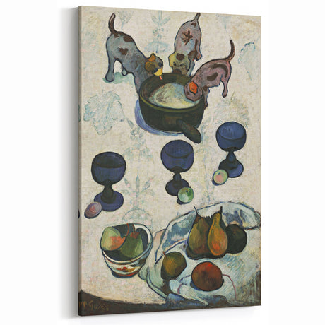 Modern Wall Art - Vibrant Still Life with Abstract Playful Puppies
