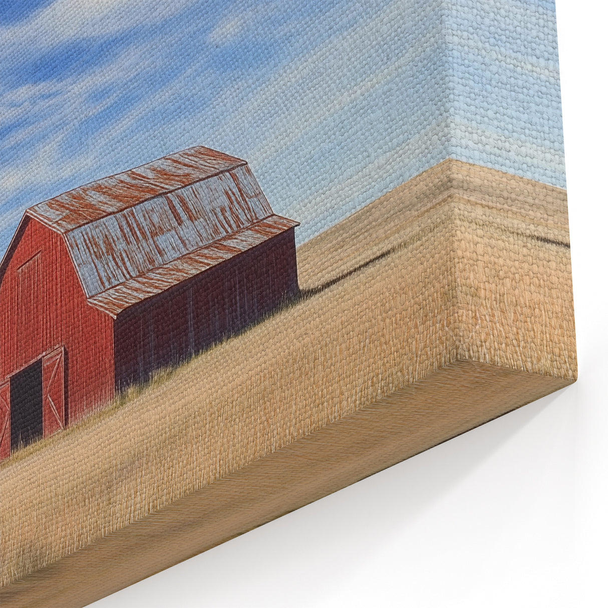 Rustic Red Barn in Golden Fields - Scenic Country Wall Art for Decor