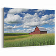Red Barn in Summer Fields - Scenic Countryside Wall Art for Farmhouse Decor