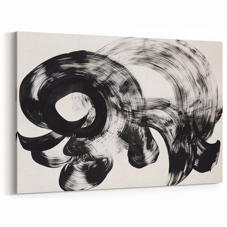 Bold Black and White Abstract Line Art – Modern Brush Strokes Canvas