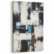 Geometric Abstract Line Art – Blue, White, and Brown Modern Canvas