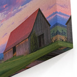 Farmhouse Barn Wall Art – Rustic Barn Canvas with Stunning Sunset