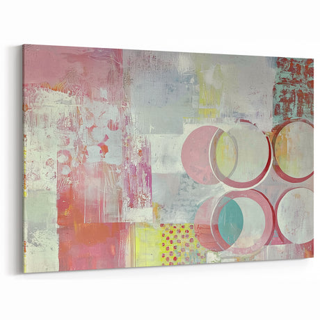 Abstract Pastel Dream Art – Soft Pink and Mint Geometric Canvas