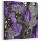 Abstract Purple Line Art – Bold Black and White Geometric Canvas