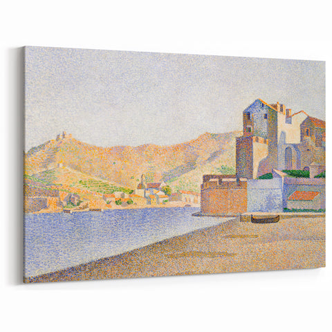 Modern Wall Art - Serene Pointillist Landscape of Coastal Town