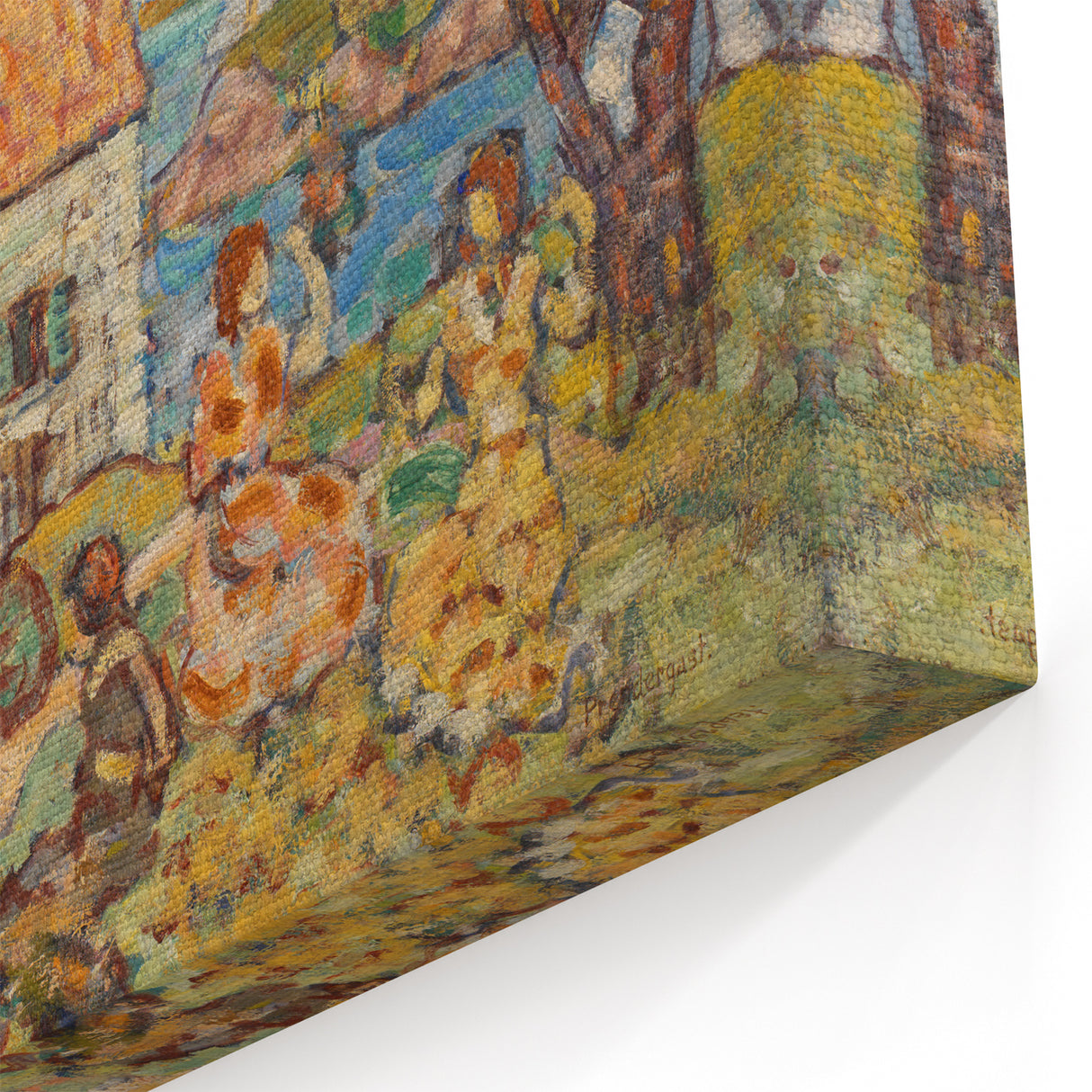 Modern Wall Art - Vibrant Coastal Scene with Houses and Figures