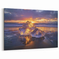 Seaside Wall Decor - Sunset Ice Reflections Ocean Photography Print