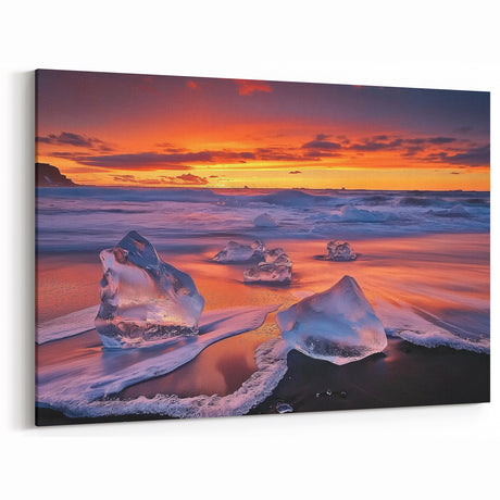 Tropical Beach Scenes - Sunset Ice Reflections Ocean Wall Art
