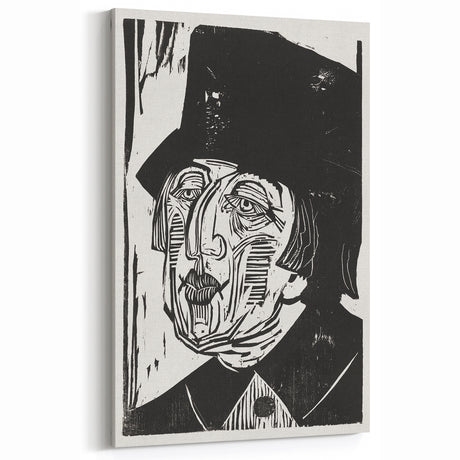 Black and White Expressionist Portrait – Abstract Monochrome Wall Art