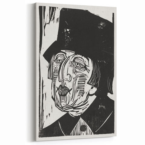 Black and White Expressionist Portrait – Abstract Monochrome Wall Art