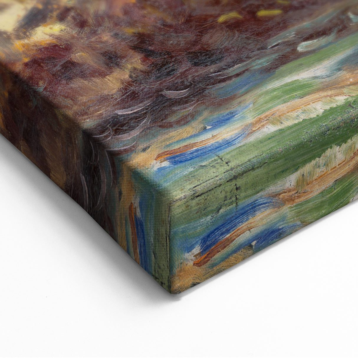 Expressionist Autumn Scene – Vibrant Riverbank Abstract Canvas Art