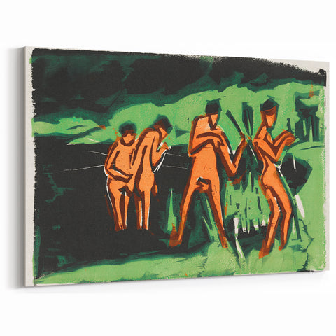 Expressionist Bathing Scene – Vibrant Abstract Nature Canvas Art