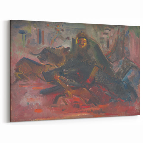 Expressionist Hunting Scene – Bold Abstract Boar Hunt Canvas Art