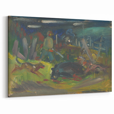 Expressionist Hunting Scene – Bold Abstract Boar Hunt Wall Art