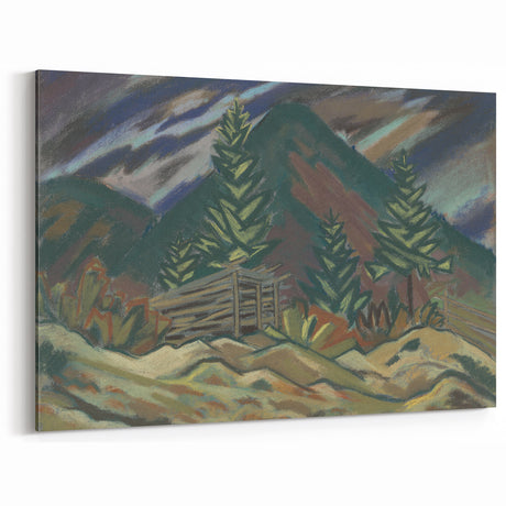 Rustic Expressionist Landscape - Vibrant Canvas Print for Home Decor