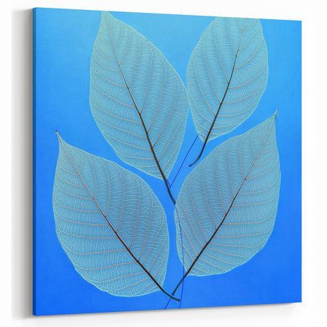Elegant Leaf Canvas Prints – Blue and White Botanical Art