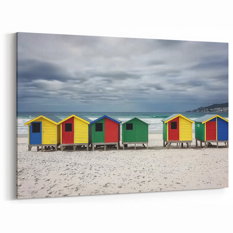 Colorful Beach Huts Wall Art - Vibrant Coastal Seaside Decor