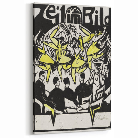 Dynamic Expressionist Dancers - Bold Yellow and Black Canvas Print