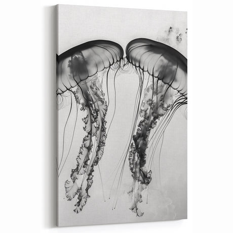 Scenic Water Wall Art - Black and White Jellyfish Close Up