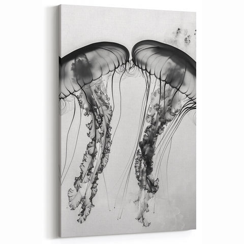 Scenic Water Wall Art - Black and White Jellyfish Close Up